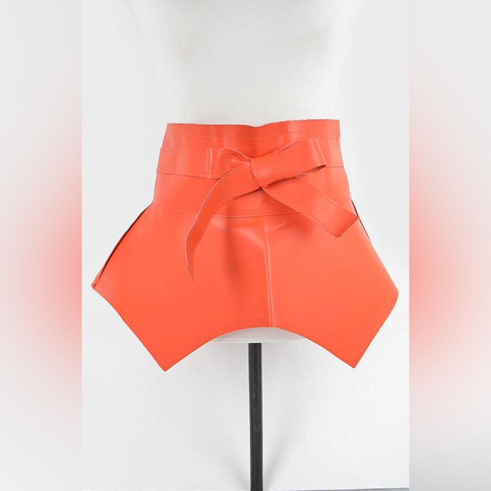 Orange Vegan Leather Wrap Statement Belt